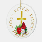 Gold Cross Red Cardinale Bouquet Keramisch Ornament (Links)