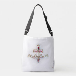 Gold Cross & Red Rose Crossbody Bag (medium) Tas