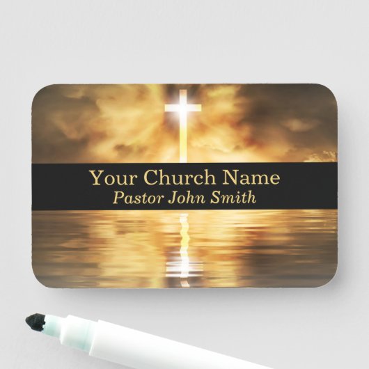 Gold Cross Reflection Church  Naamplaatje (In situ)