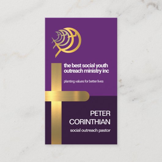 Gold Cross Religieuze Ichthus Fish Ministry Pastor Visitekaartje (Voorkant)