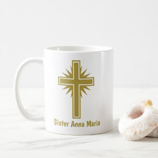 Gold Cross Religious Teacher Mug Personalized Koffiemok