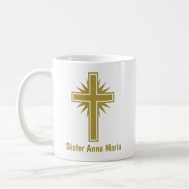 Gold Cross Religious Teacher Mug Personalized Koffiemok