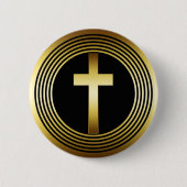 GOLD CROSS RONDE BUTTON 5,7 CM (Voorkant)
