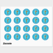 Gold Cross Ronde Sticker (Vel)