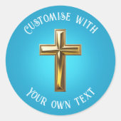 Gold Cross Ronde Sticker (Voorkant)