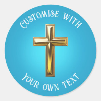 Gold Cross Ronde Sticker