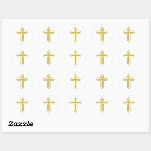 Gold Cross Ronde Sticker (Vel)