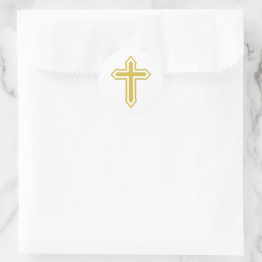 Gold Cross Ronde Sticker (Tas)