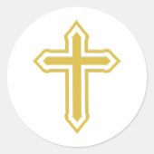 Gold Cross Ronde Sticker (Voorkant)
