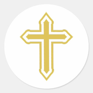Gold Cross Ronde Sticker