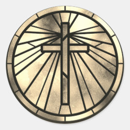 Gold Cross Ronde Sticker