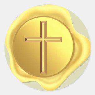 Gold Cross Ronde Sticker