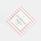 Gold Cross-Roze Stripe First Heilige Communie Servet (Hoek)