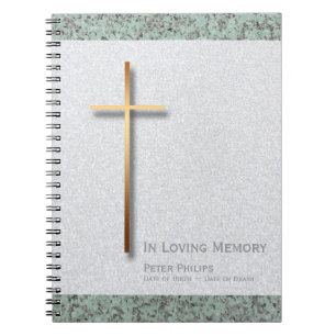 Gold Cross Stone 1 Funeral Memorial Guest Book Notitieboek