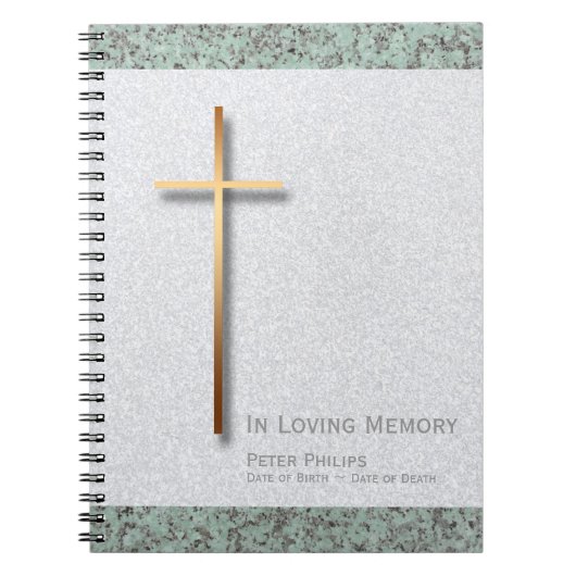 Gold Cross Stone 1 Funeral Memorial Guest Book Notitieboek (Voorkant)