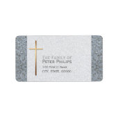 Gold Cross Stone 2 Funeral Memorial Address L Etiket (Voorkant)