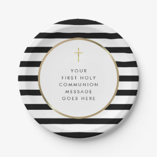 Gold Cross Stripe First Heilige Commune Message Papieren Bordje