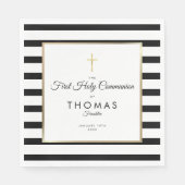 Gold Cross Stripe First Heilige Communie Servet (Voorkant)