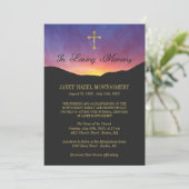 Gold Cross & Sunrise - Funeral Service Kaart (Staand voorkant)