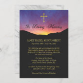 Gold Cross & Sunrise - Funeral Service Kaart (Voorkant / Achterkant)