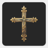 Gold Cross Vierkante Sticker (Voorkant)