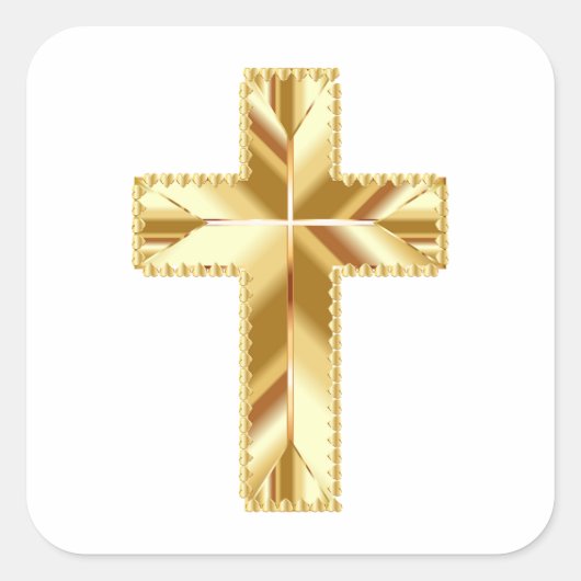 Gold Cross Vierkante Sticker (Voorkant)