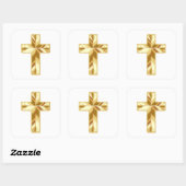 Gold Cross Vierkante Sticker (Vel)
