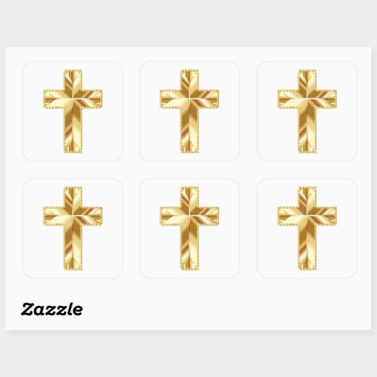 Gold Cross Vierkante Sticker (Vel)