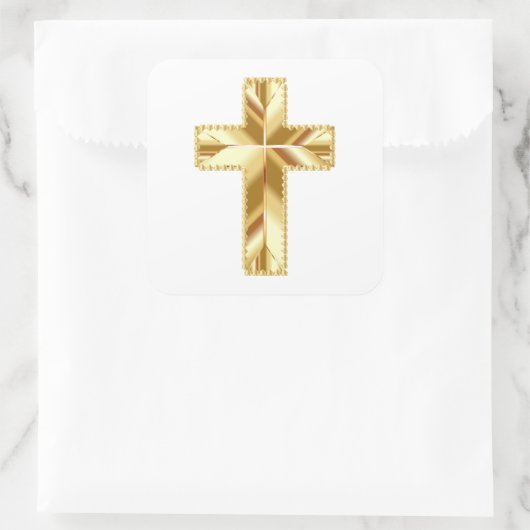 Gold Cross Vierkante Sticker (Tas)
