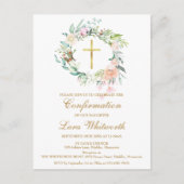 Gold Cross Waterverf Bloemen Bevestiging Uitnodiging Briefkaart (Voorkant)