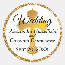 Gold Cross Wedding Seal Sticker
