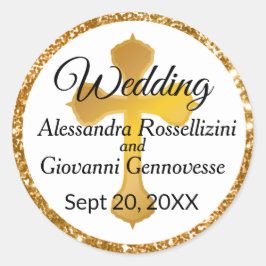 Gold Cross Wedding Seal Sticker