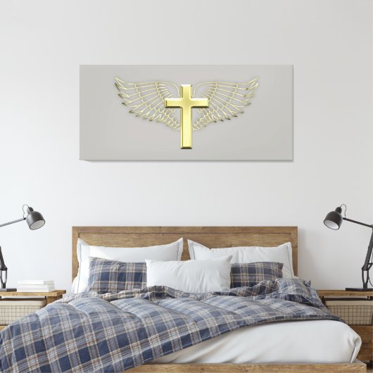 Gold Cross Wing Canvas Afdruk (Insitu (Slaapkamer))