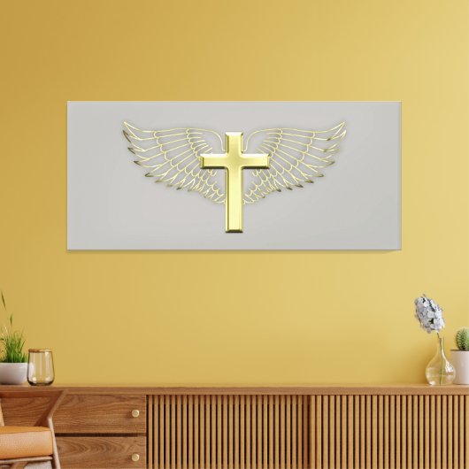 Gold Cross Wing Canvas Afdruk (Insitu (Woonkamer))
