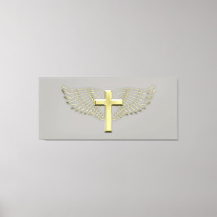 Gold Cross Wing Canvas Afdruk