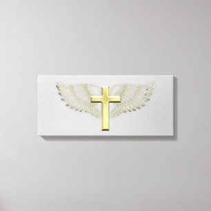 Gold Cross Wing Canvas Afdruk