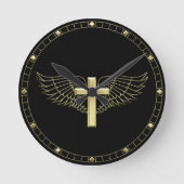 Gold Cross Wing Ronde Klok (Voorkant)
