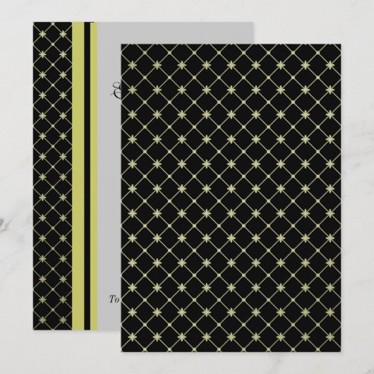 Gold Crosses op Black Elegant Custom Invitation Kaart (Voorkant / Achterkant)