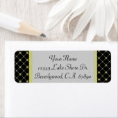 Gold Crosses Pattern on Black Custom Address Label (Insitu)