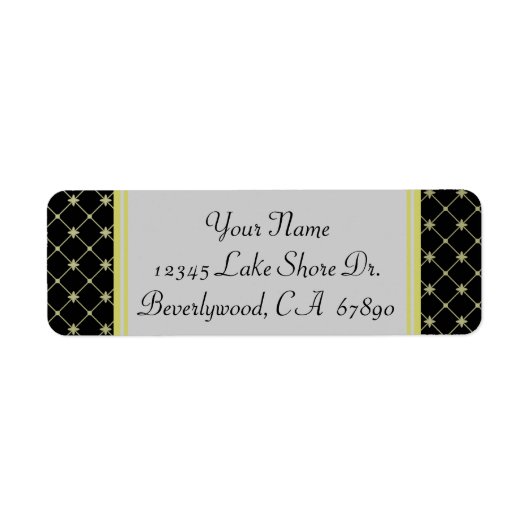Gold Crosses Pattern on Black Custom Address Label (Voorkant)