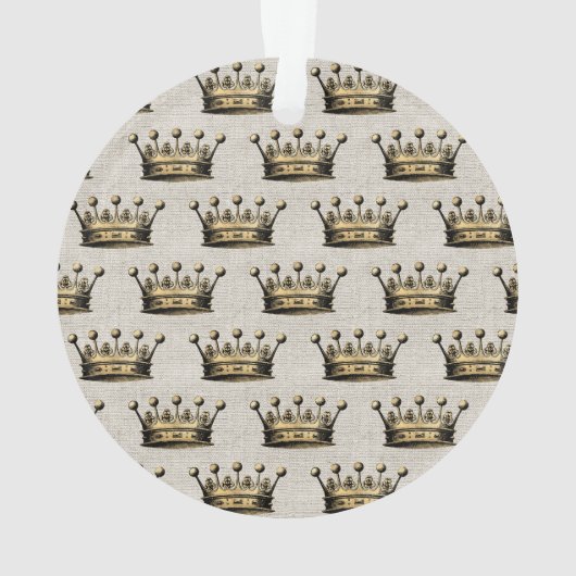 Gold Crown Baby Geboorte Aankondiging Keepsake Lin Ornament (achterkant)