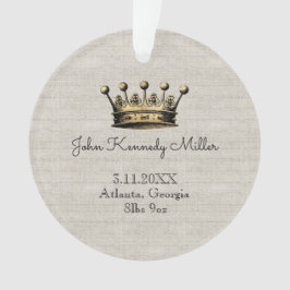 Gold Crown Baby Geboorte Aankondiging Keepsake Lin Ornament
