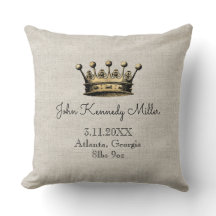 Gold Crown Beige Baby Birth Announcement Keepslag