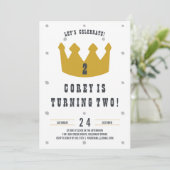 Gold Crown Birthday Invitation Kaart (Staand voorkant)