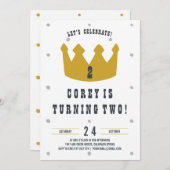 Gold Crown Birthday Invitation Kaart (Voorkant / Achterkant)