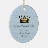 Gold Crown Blue Baby Boy Geboorteaankondiging Keramisch Ornament (Rechts)
