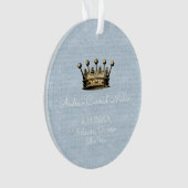 Gold Crown Blue Baby Boy Geboorteaankondiging Ornament (voorkant)