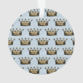 Gold Crown Blue Baby Boy Geboorteaankondiging Ornament (achterkant)