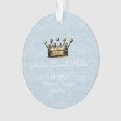 Gold Crown Blue Baby Boy Geboorteaankondiging Ornament (voorkant)