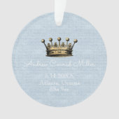 Gold Crown Blue Baby Boy Geboorteaankondiging Ornament (voorkant)